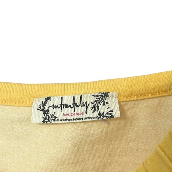 Free People Bodysuit Top Womens S Butter Yellow Milkmaid Babydoll Puff Sleeve - Picture 7 of 11